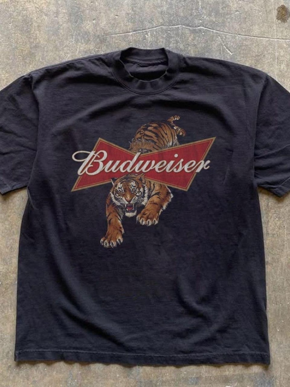 Gildan Black Tee with Budweiser Tiger and Red Logo